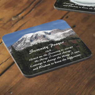 Serenity Prayer Mount Rainier Landscape Coaster