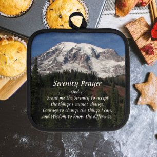 Serenity Prayer Mount Rainier Landscape Pot Holder
