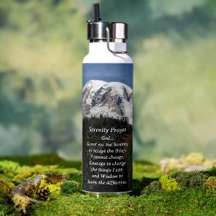Serenity Prayer Mount Rainier Landscape Water Bottle