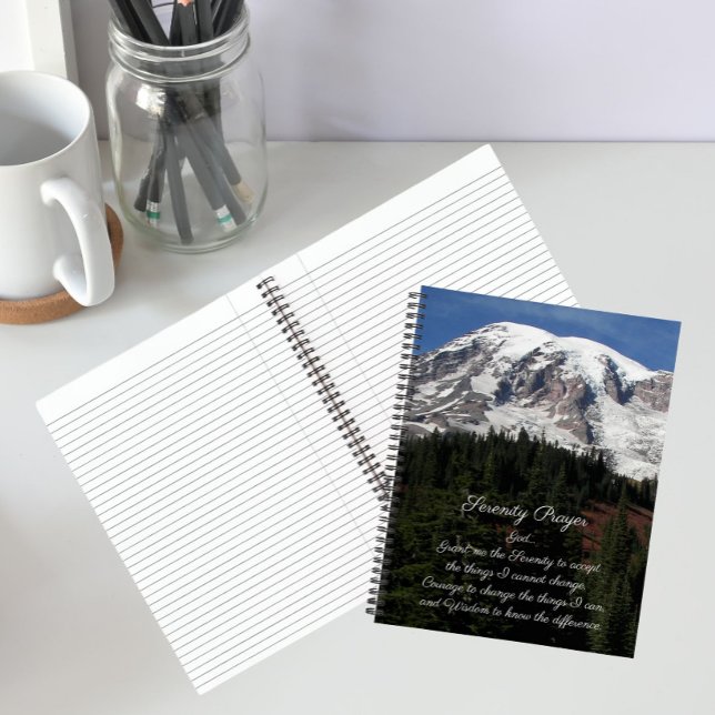 Serenity Prayer Mount Rainier Photo Notebook (In Situ)