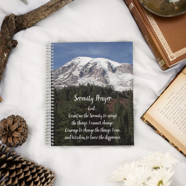 Serenity Prayer Mount Rainier Photo Notebook (In Situ)