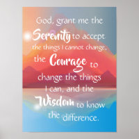 Serenity Prayer Mountain Sunset Sunrise Wall