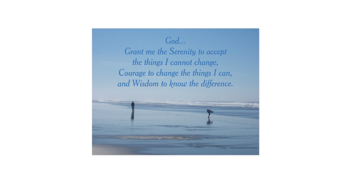 serenity prayer ocean beach photo postcard zazzlecouk
