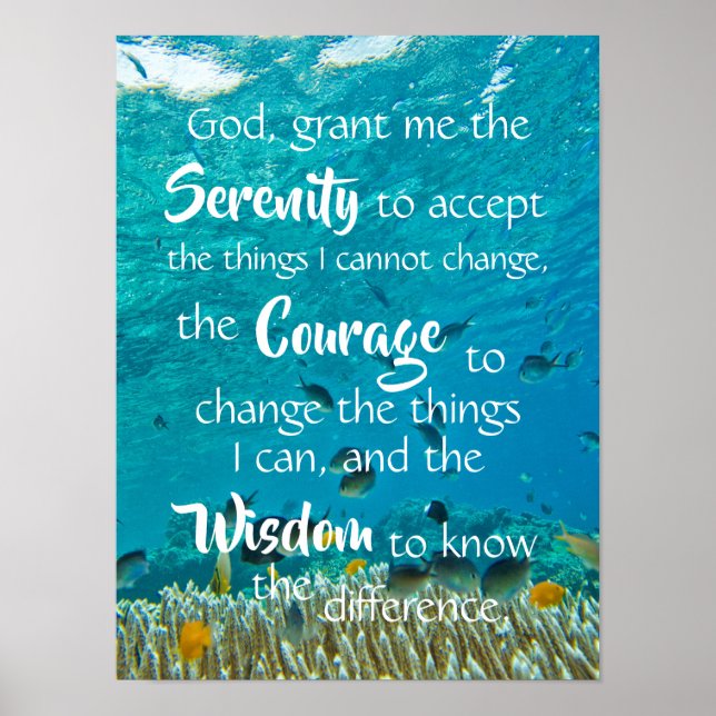 Serenity Prayer Ocean Fish Meditation  Poster (Front)