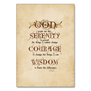 Serenity Prayer: Old English Antique, Recovery Table Number