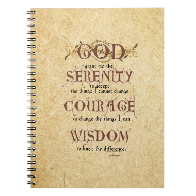 Serenity Prayer: Old English Antique, Strength/Rec Notebook (Front)