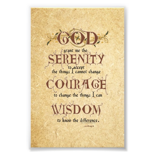 Serenity Prayer: Old English Antique, Strength/Rec Photo Print (Front)