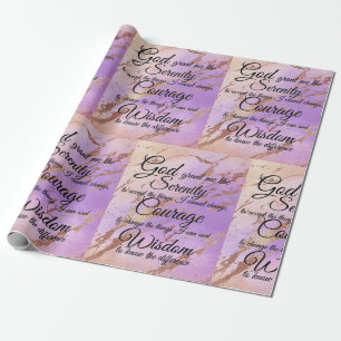 Serenity Prayer on Pink and Rose Gold, Violet Wrapping Paper