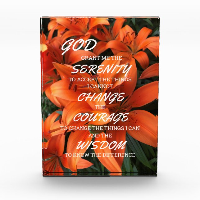 Serenity Prayer Orange Lily Floral Photo (Front)