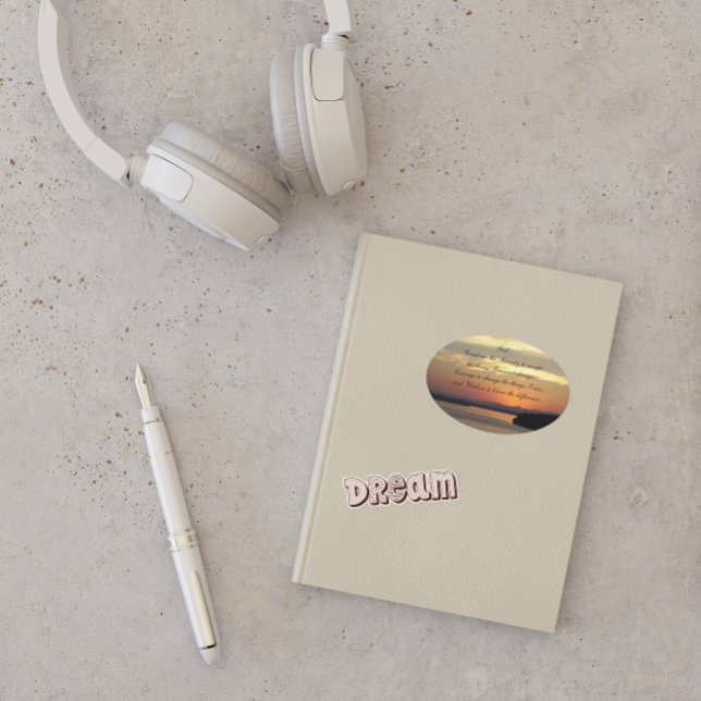 Serenity Prayer Orange Seacape Sunset  Oval Sticker (In Situ Journal)