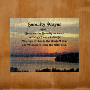 Serenity Prayer Orange Seascape Sunset Jigsaw Puzzle