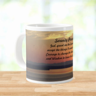Serenity Prayer Orange Seascape Sunset Large Coffee Mug