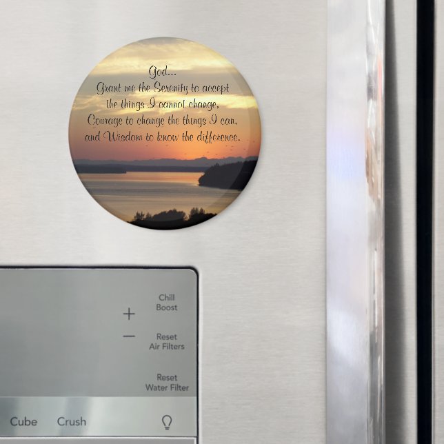 Serenity Prayer Orange Seascape Sunset Magnet (In Situ (Fridge))