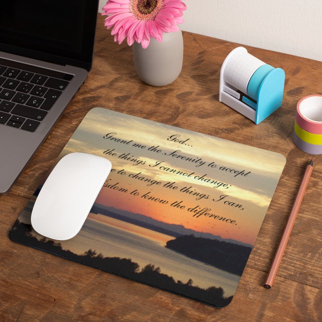 Serenity Prayer Orange Seascape Sunset Mouse Mat (In Situ)