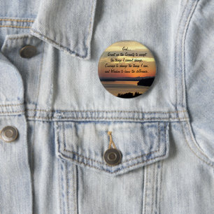 Serenity Prayer Orange Seascape Sunset Photo 6 Cm Round Badge