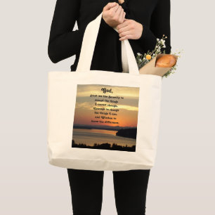 Serenity Prayer Orange Seascape Sunset Photo Large Tote Bag