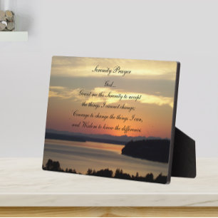 Serenity Prayer Orange Seascape Sunset Plaque