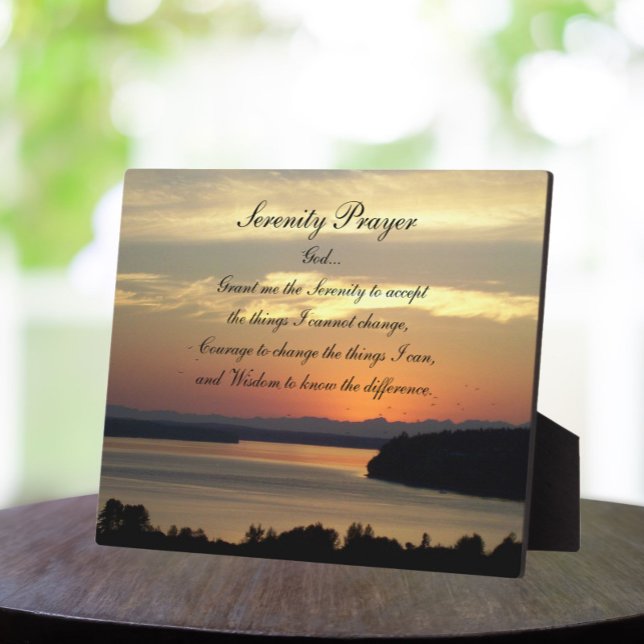 Serenity Prayer Orange Seascape Sunset Plaque (In Situ)