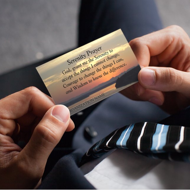 Serenity Prayer Orange Sunset Business Card (In Situ)