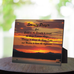 Serenity Prayer Orange Sunset Landscape Plaque