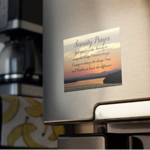 Serenity Prayer Orange Sunset Photo Magnetic Card