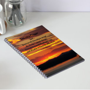 Serenity Prayer Orange Sunset Photo Notebook