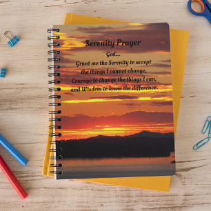 Serenity Prayer Orange Sunset Photo Notebook