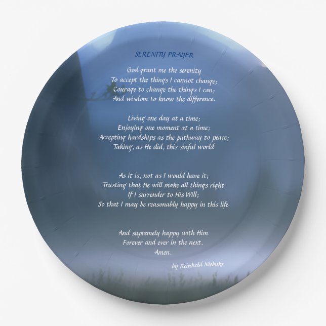 Serenity Prayer Paper Plate (Front)