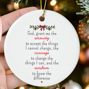 Serenity Prayer Personalized Christmas Ceramic Tree Decoration