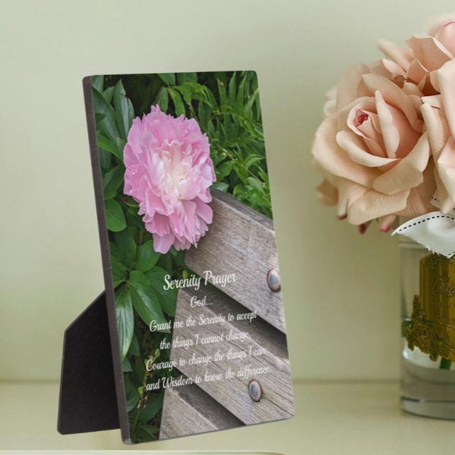 Serenity Prayer Pink Peony Floral Plaque (In Situ)