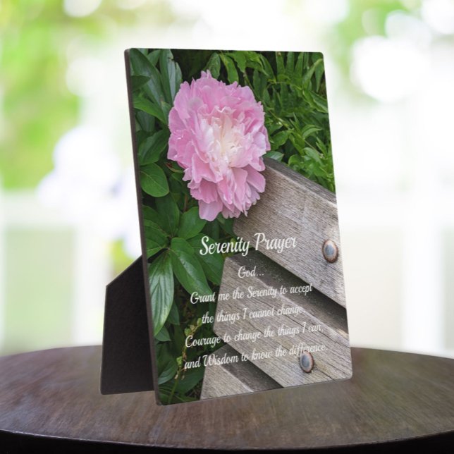 Serenity Prayer Pink Peony Floral Plaque (In Situ)