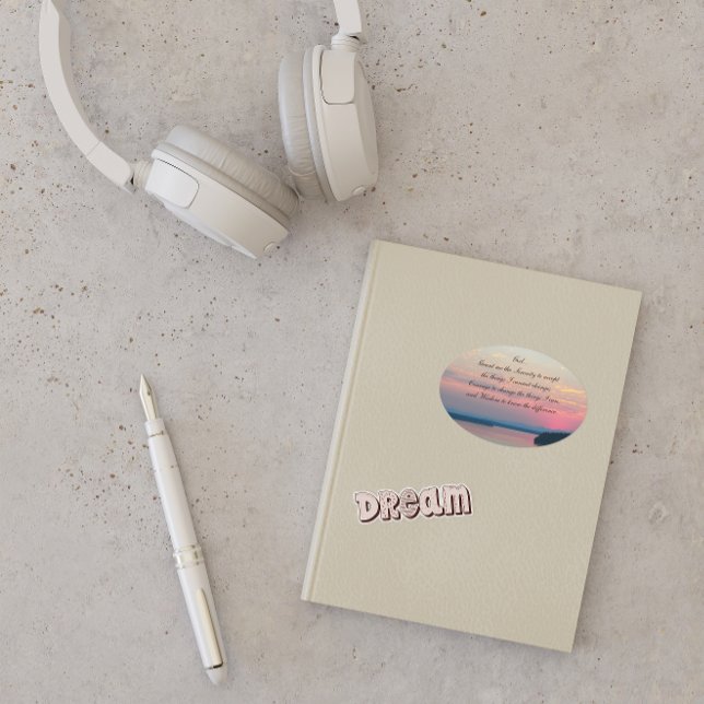 Serenity Prayer Pink Seacape Sunset Oval Sticker (In Situ Journal)