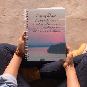 Serenity Prayer Pink Seascape Sunset Calendar Planner