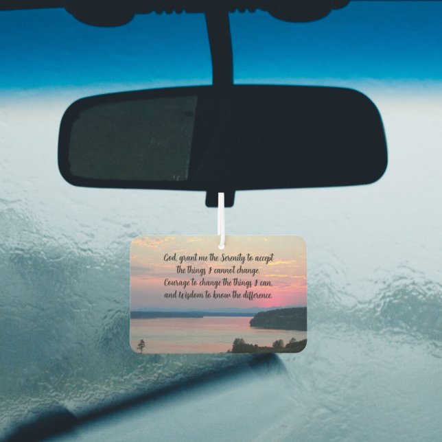 Serenity Prayer Pink Seascape Sunset Car Air Freshener (In Situ)