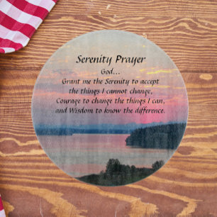 Serenity Prayer Pink Seascape Sunset Cutting Board