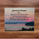 Serenity Prayer Pink Seascape Sunset Jigsaw Puzzle<br><div class="desc">10 x 8 inch jigsaw puzzle that features the scenic photo image of a colourful,  pink,  seascape sunset along with the inspirational words of the Serenity Prayer.  A perfect size for framing!</div>