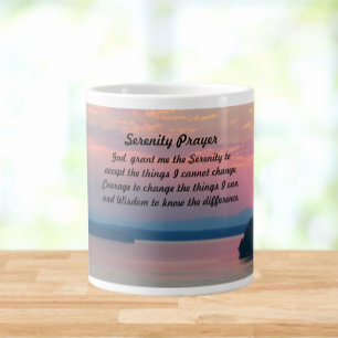 Serenity Prayer Pink Seascape Sunset Large Coffee Mug