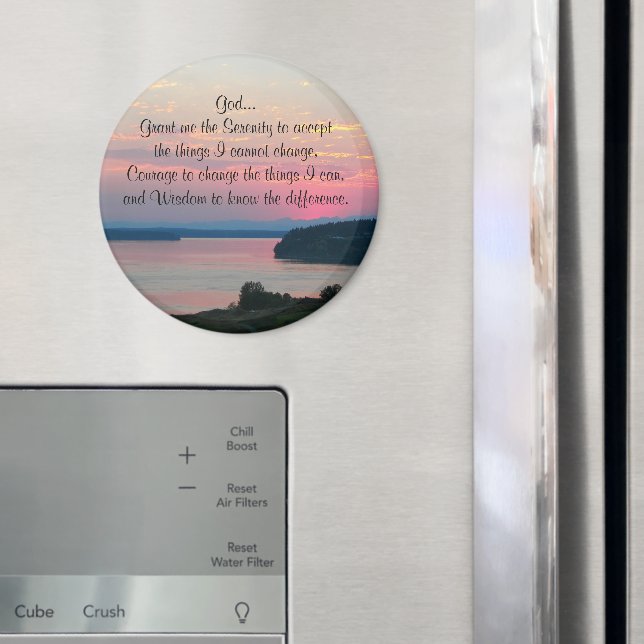 Serenity Prayer Pink Seascape Sunset Magnet (In Situ (Fridge))