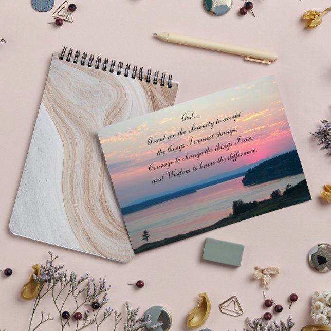 Serenity Prayer Pink Seascape Sunset Photo Blank Card (Creator Uploaded)