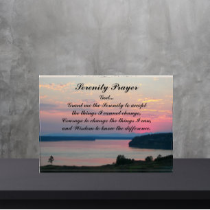 Serenity Prayer Pink Seascape Sunset Photo Block