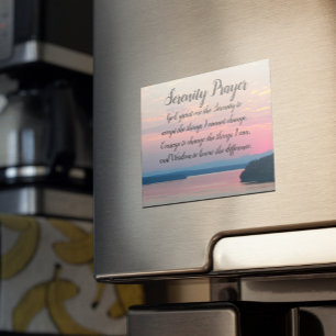 Serenity Prayer Pink Seascape Sunset Photo Magnet