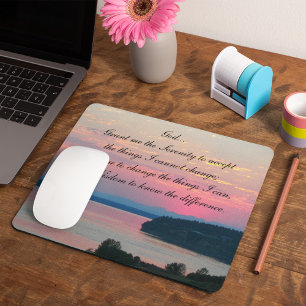 Serenity Prayer Pink Seascape Sunset Photo Mouse Mat