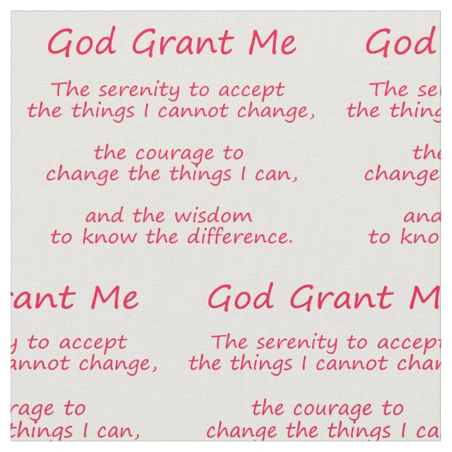 Serenity Prayer Poem Red Fabric Panel Material (Close Up)