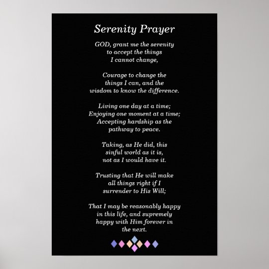 Serenity Prayer Poster Zazzle Co Uk - Serenity Prayer Wall Art Uk