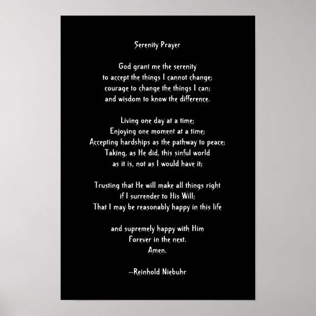 Serenity Prayer Poster (Front)
