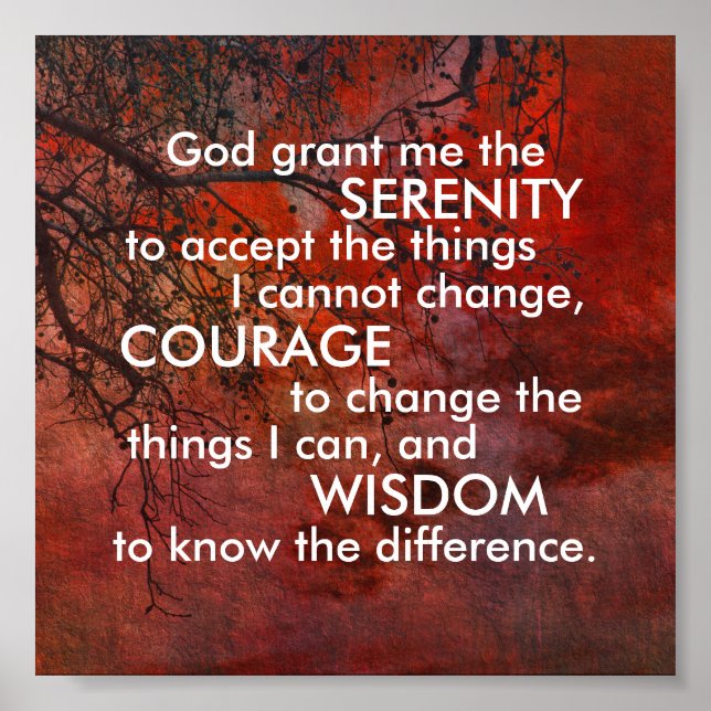 Serenity prayer poster bold grey and white quote (Front)