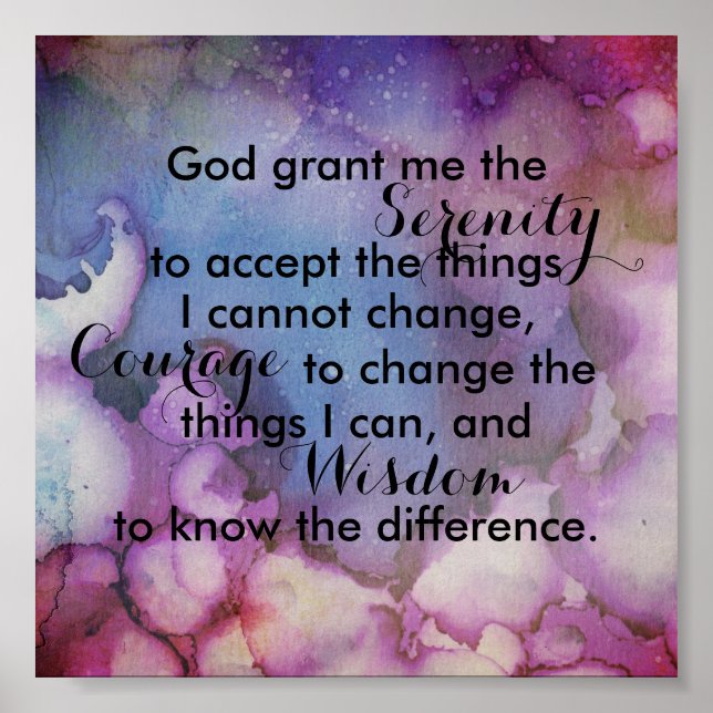 Serenity prayer poster quote abstract watercolor (Front)