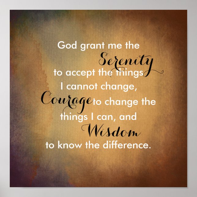 Serenity prayer poster quote sepia and grey (Front)