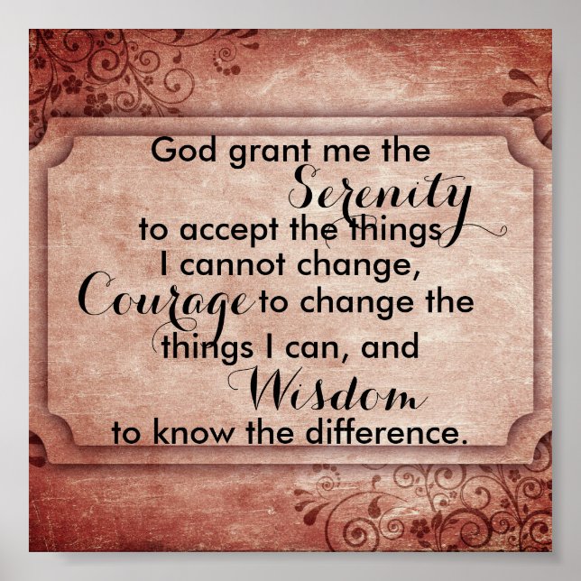Serenity prayer poster quote vintage style (Front)