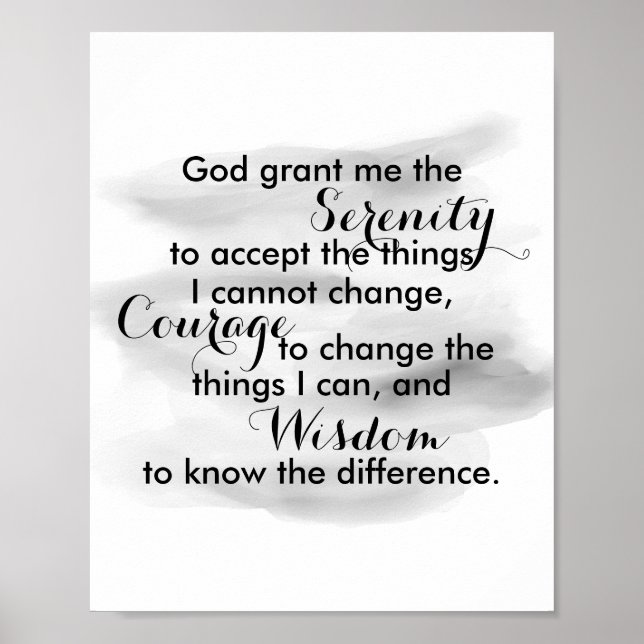 Serenity prayer poster quote watercolor design (Front)